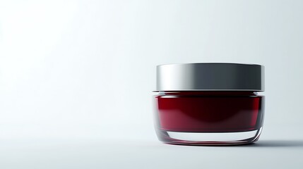 Red cream jar isolated on white background with copy space.