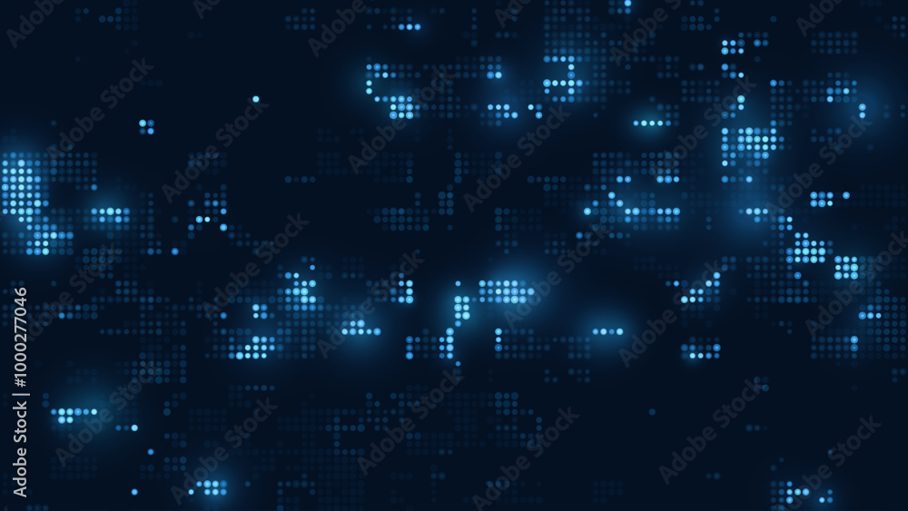 Poster Digital Data Flow Vector Background. Big Data Technology Lines. Data Transmission Concept. High Speed Internet. Information Matrix Flow in Virtual Reality Cyberspace. Vector Illustration.