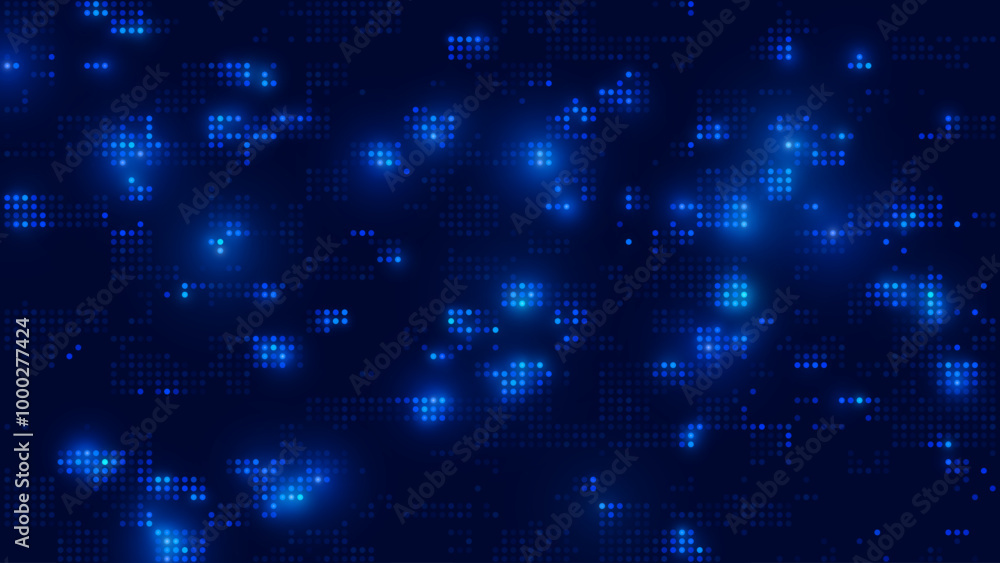 Poster abstract technology futuristic digital concept pattern with lighting glowing circles on dark blue ba