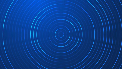 Abstract Blue Concentric Circles Digital Tech or Science Background. Medical Research or Modern Innovation Online Webinar Presentation Event. Conference or Forum Vector.