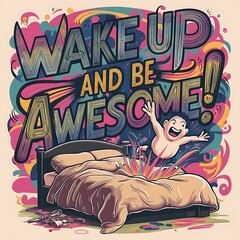 Wake Up and Be Awesome T-shirt Design Motivational Quote, Illustartion,Typography,Banner,Poster