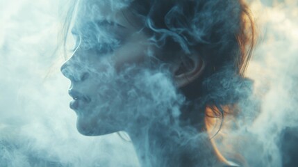 Ethereal Portrait in Smoke: An Introspective Exploration of Emotional Depth and Mystical Atmosphere