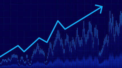 Business Invest Finance Graph Chart of Stock Market Trading Blue Background. Digital Financial Investment Backdrop. Graph Stock Market Lines. Vector Illustration.