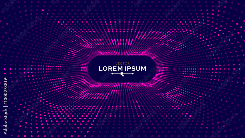 Aufkleber Purple Synthwave Grid Tunnel. Grid Frame Retrowave Party Flyer Background. Round Tunnel Mesh Backdrop. Abstract Digital Background. Vintage Computer Virtual Reality VR Tunnel Tech Vector Illustration.