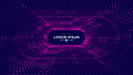 Purple Synthwave Grid Tunnel. Grid Frame Retrowave Party Flyer Background. Round Tunnel Mesh Backdrop. Abstract Digital Background. Vintage Computer Virtual Reality VR Tunnel Tech Vector Illustration.