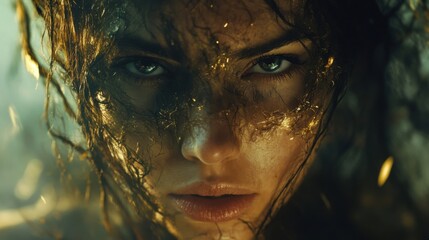 Ethereal Portrait of a Captivating Beauty Merging with Nature's Elements