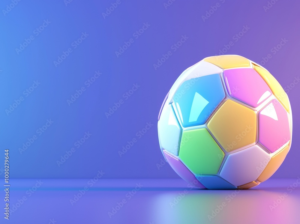 Poster a 3d render showing an abstract background with a colorful neon light behind the black ball. this co