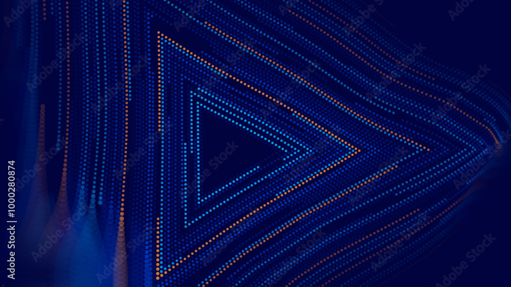 Leinwandbilder triangle frame border blue lights dj party flyer background. triangle tunnel big data backdrop. abst