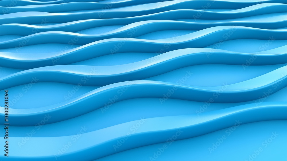Aufkleber a 3d render of an abstract modern blue background with wavy layers and ruffles, along with a folded 