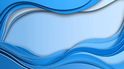 Obraz premium Fashion wallpaper with wavy layers, blue abstract background, folded ribbons macro, 3D rendering