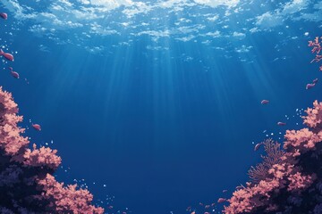 Fototapeta premium Underwater Scene with Coral Reefs and Fish