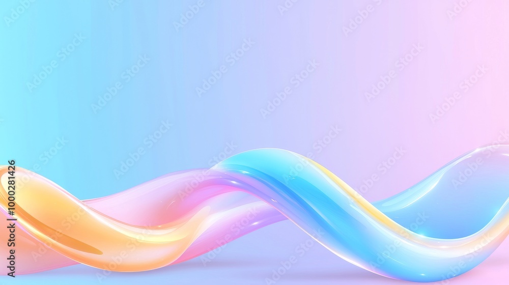 Poster 3d render, abstract colorful background illuminated with neon lights. glowing curves. simple wallpap