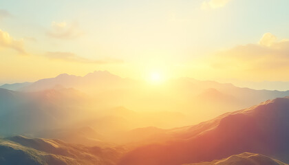 Fototapeta premium Sunrise over a mountain range, symbolizing the start of a new journey