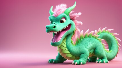 Obraz premium A colorful, cartoonish dragon with a playful expression and vibrant features.
