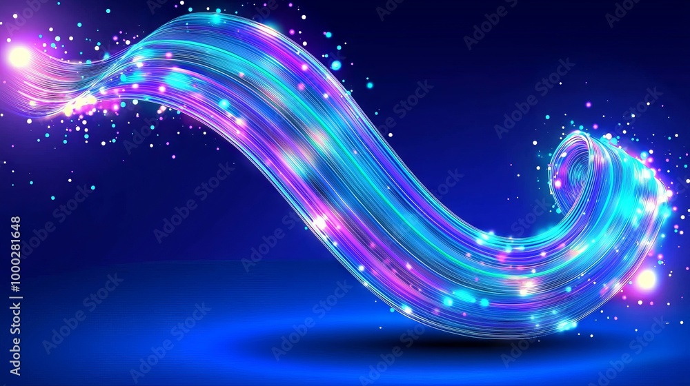 Poster modern wallpaper with neon rays and glowing lines on 3d rendering. abstract background with colorful