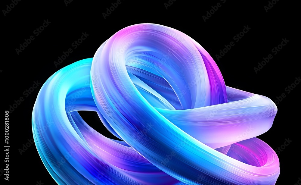 Aufkleber colorful abstract twisted shape projected in 3d. computer generated geometric digital art.