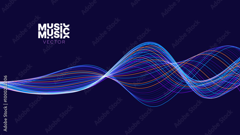 Aufkleber Smooth Flowing Dynamic Sound Wave Blue Technology Background. Abstract Digital EQ Equalizer. Artificial Intelligence AI Assistant Voice Recognition Sound Wave Vector Illustration.