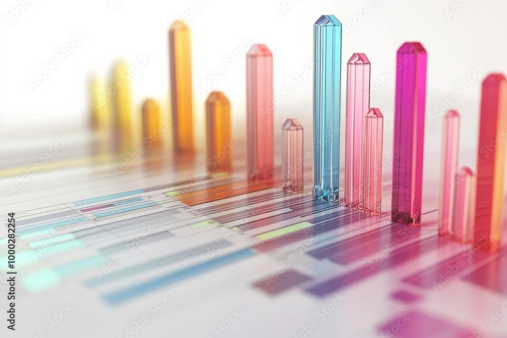 Poster business growth data visualization on solid white background, single object