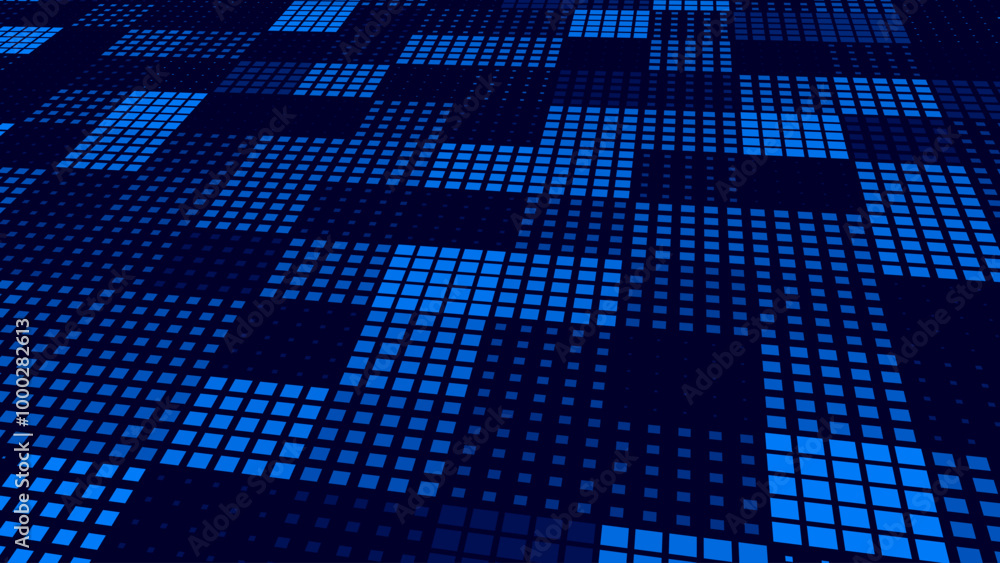Aufkleber Abstract Digital Technology Futuristic Background. Square Pixels Halftone Pattern Tech Mosaic. Technology or Science Research Presentation Backdrop. Vector Illustration.