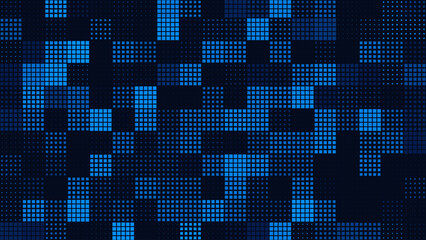 Abstract Digital Technology Futuristic Background. Square Pixels Halftone Pattern Tech Mosaic. Technology or Science Research Presentation Backdrop. Vector Illustration.