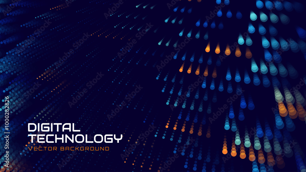 Fototapete Cyber Big Data Flow Particles Bokeh. Digital Neural Network. Concept of AI Artificial Intelligence Technology Machine Deep Learning. Digital Communication. Science Technology Presentation Vector.