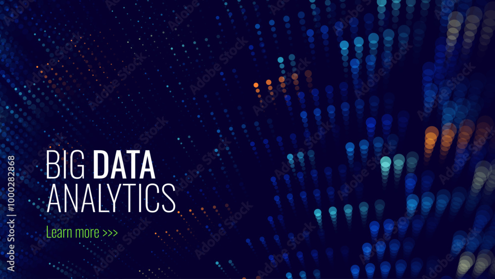 Aufkleber Cyber Big Data Flow Particles Bokeh. Digital Neural Network. Concept of AI Artificial Intelligence Technology Machine Deep Learning. Digital Communication. Science Technology Presentation Vector.