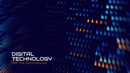 Cyber Big Data Flow Particles Bokeh. Digital Neural Network. Concept of AI Artificial Intelligence Technology Machine Deep Learning. Digital Communication. Science Technology Presentation Vector.