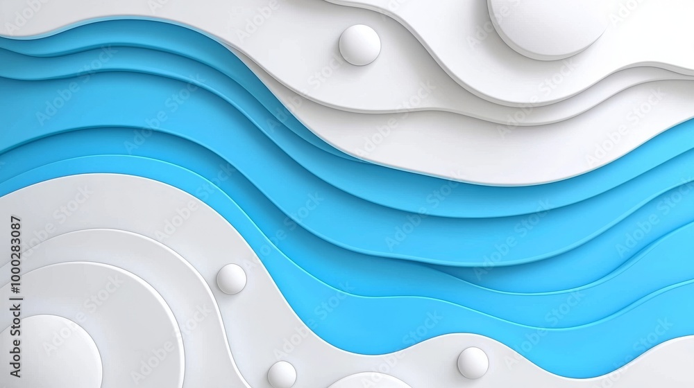 Poster the background is an abstract blue wave on white. using ai generative technology.