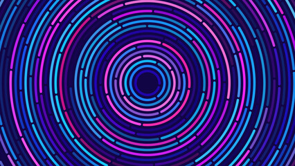 Abstract Circular Concentric Circles Pattern Background. Round Colorful Arcs Backdrop. Moving Circles Vector Illustration. Futuristic Design for Technology or Science Event.