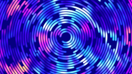 Abstract Circular Concentric Circles Pattern Background. Round Colorful Arcs Backdrop. Moving Circles Vector Illustration. Futuristic Design for Technology or Science Event.