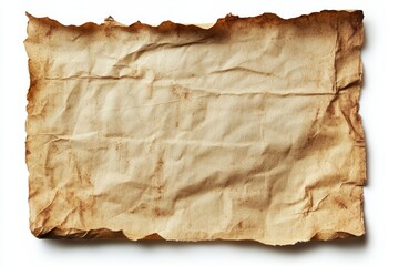 Fototapeta premium Vintage faded paper texture background on solid white, single object