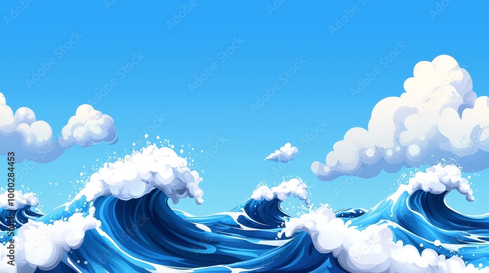Poster an ocean wave seamless pattern background