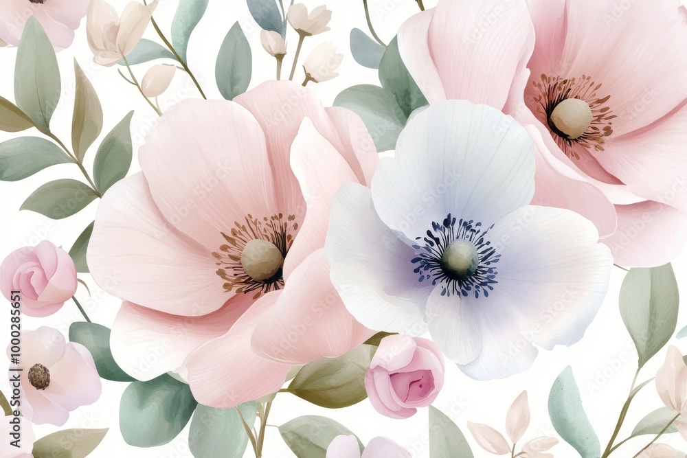 Poster a vintage botanical wallpaper pattern with toile floral pattern. this background image was created w