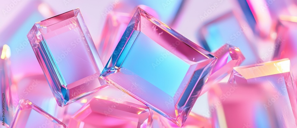 Poster 3d render illustration style of abstract geometric crystal, seamless pattern texture. background for