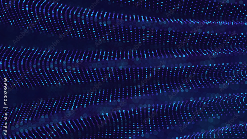 Poster colorful blue sound wave ripple digital equalizer design. big data audio visualization. digital wate