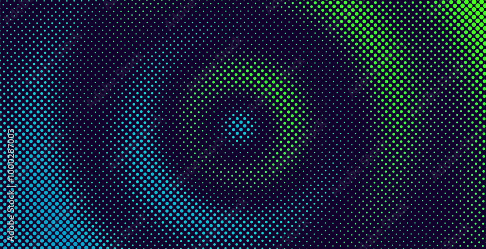 Aufkleber green blue halftone 3d wavy digital particles ripple background. digital ripple effect. music partic