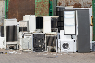 Old household appliances ready for recycling