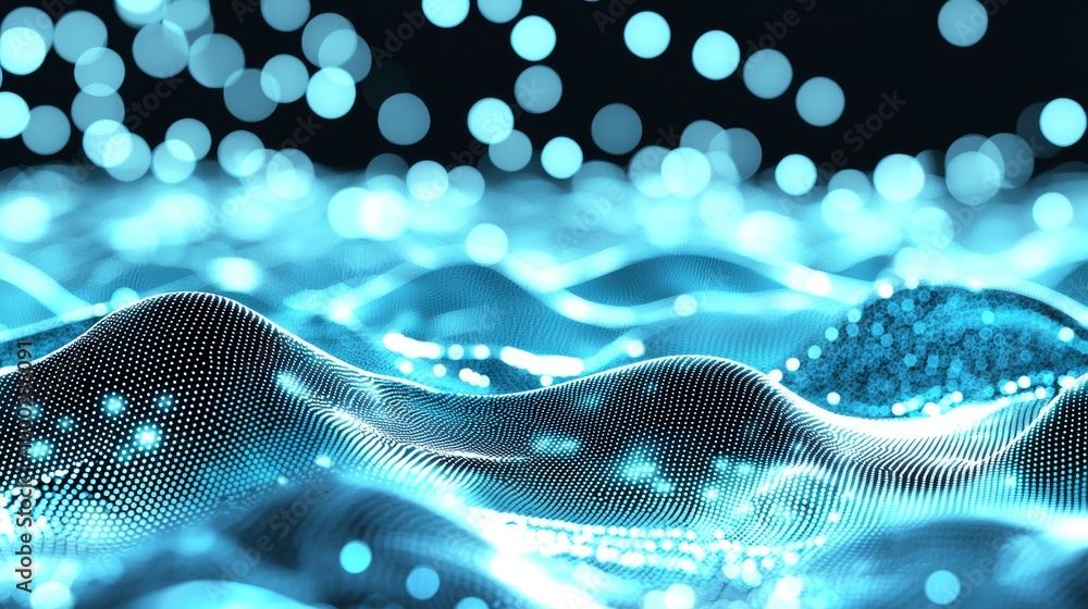 Poster abstract data technology background. connecting dots and lines on dark background. 4k rendering.