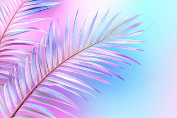 Obraz premium Intense neon gradient palm leaves with holographic colors. Minimal art concept.