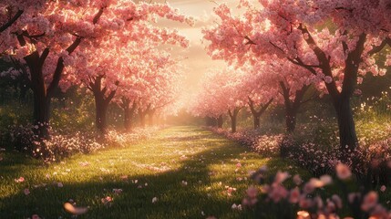 Naklejka premium Ilustration sunset in the forest