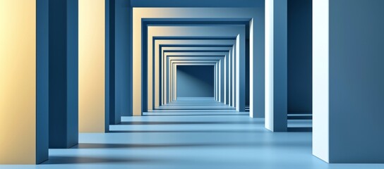 Blue modern background with three-dimensional steps