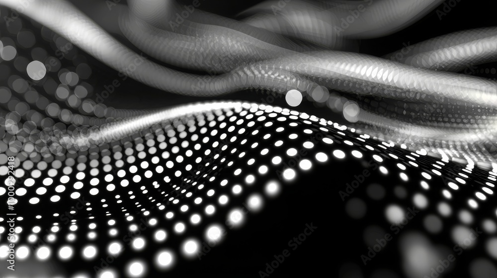 Aufkleber particles wave 3d. abstract geometric background. data visualization abstract illustration. 3d rende