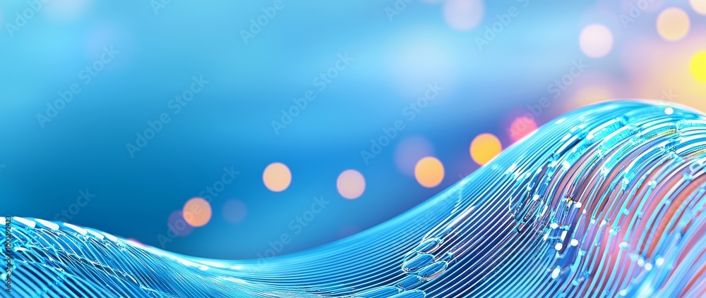 Poster dark blue background with abstract circular lines in different colors