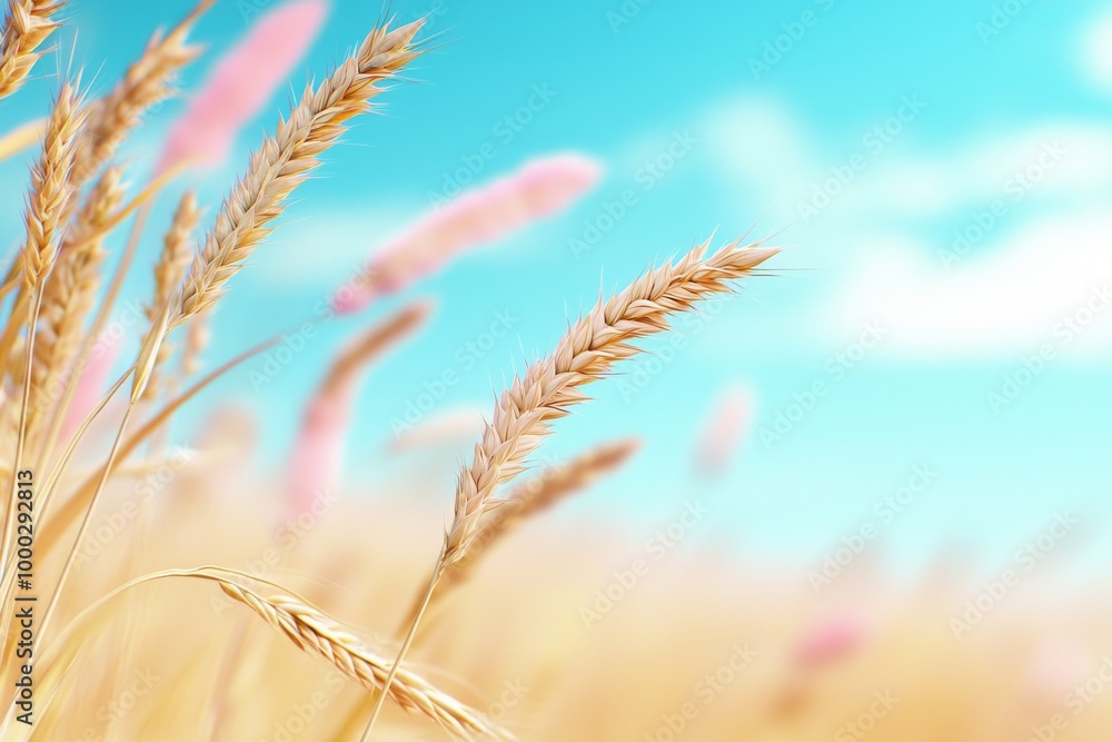 Poster macro image of wild grass at sunset. abstract background with vintage filter.