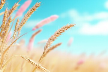 Fototapeta premium Macro image of wild grass at sunset. Abstract background with vintage filter.