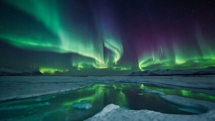 The northern lights cast a captivating glow over the landscape and create a dreamlike atmosphere

