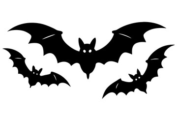 halloween concept - black paper bats flying over orange background