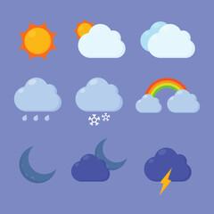 Weather icons set. weather forecast icons vector.  weather seasons illustrations