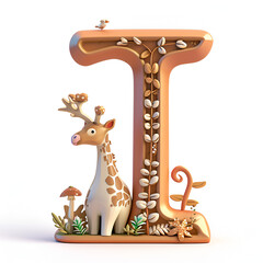 Illustration with word and cute animals