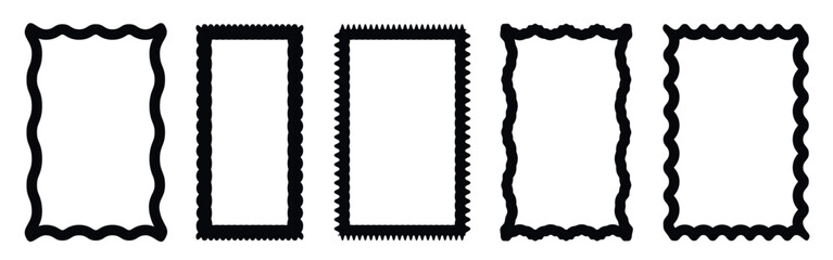 Wavy border frame Zigzag edges geometric frames for decorative design.